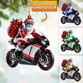 Maxcorners Santa Riding Motorcycle Home Decor Christmas Ornament, Personalized Ornament 2D Flat LM2211