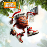 Maxcorners Custom Name Santa Basketball Ornament, Basketball Christmas Gift 2D Flat LM2211