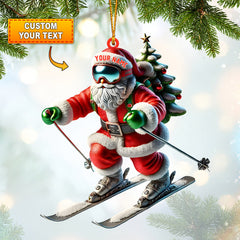 Maxcorners Santa Skiing Christmas Ornament, Personalized Ornament 2D Flat LM2211