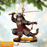 Maxcorners Samurai Cat Christmas Home Decor Christmas Ornament, Personalized Ornament 2D Flat LM2211