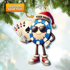 Maxcorners Custom Name Poker Ornament, Poker Christmas Decoration 2D Flat LM2211