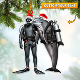 Maxcorners Diver And Dolphin Home Decor Christmas Ornament, Personalized Ornament 2D Flat LM2211