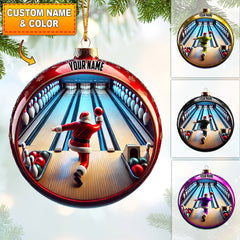 Maxcorners Bowling Santa Decor Christmas Ornament, Personalized Ornament 2D Flat LM2211