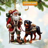 Maxcorners Climbing Santa And Dog Home Decor Christmas Ornament, Personalized Ornament 2D Flat LM2211
