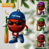 Maxcorners Christmas Cricket Ball, Home Decor, Christmas Ornament, Personalized Ornament 2D Flat LM2111