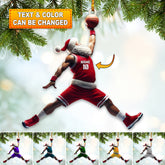 Maxcorners Custom Name and Number Santa Basketball Ornament, Basketball Christmas Gift 2D Flat LM2111