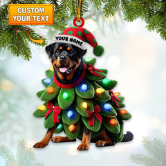 Maxcorners Custom Name Rottweiller Ornament, Dog Christmas Gift Decoration 2D Flat LM2111
