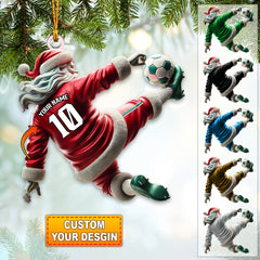 Maxcorners Custom Number Soccer Santa Ornament, Soccer Christmas Gift 2D Flat LM2211