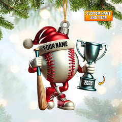 Maxcorners Baseball Champion Christmas Ornament, Personalized Ornament 2D Flat LM2211