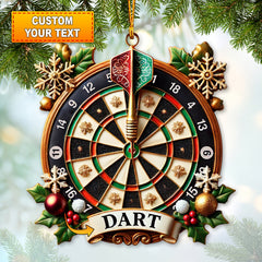 Maxcorners Custom Name Dart Ornament, Christmas Gift for Dart Player 2D Flat LM2211