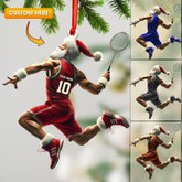 Maxcorners Custom Badminton Santa Ornament, Personalized Ornament 2D Flat LM2211