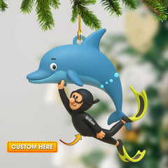 Maxcorners Dolphin Trainer Home Decor, Christmas Ornament, Personalized Ornaments 2D Flat LM2111