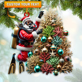 Maxcorners Custom Name Diving Santa Ornament, Santa Christmas Gift 2D Flat LM2111