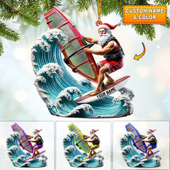 Maxcorners Surfing Santa Christmas Ornament, Personalized Ornament 2D Flat LM2211
