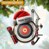 Maxcorners Custom Name Archery Santa Ornament, Archery Christmas Gift 2D Flat LM2111