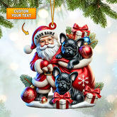 Maxcorners Santa And French Bulldog Home Decor Christmas Ornament, Personalized Ornament 2D Flat LM2211