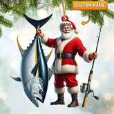 Maxcorners Santa Fishing Home Decor Christmas Ornament, Personalized Ornament 2D Flat LM2211