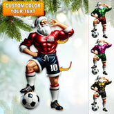 Maxcorners Custom Name and Number Santa Soccer Ornament, Christmas Gift Decoration 2D Flat LM2111
