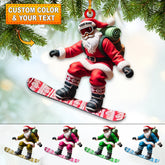 Maxcorners Custom Name Santa Snowboarding Ornament, Santa Christmas Gift Decoration 2D Flat LM2111