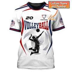 Maxcorners Volleyball White Pattern Customized Name, Number 3D Unisex Shirt