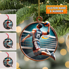 Maxcorners Custom Name and Number Handball Ornament, Christmas Gift for Handball Lover7 2D Flat LM2211