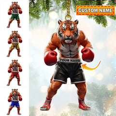 Maxcorners Custom Name Tiger Boxing Ornament, Boxing Christmas Gift Decoration 2D Flat LM2111