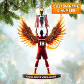 Maxcorners Custom Name and Number Football Champion Memorial Ornament, Christmas Gift 2D Flat LM2111