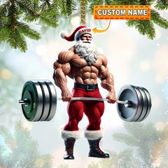 Maxcorners Custom Name Gym Work Out Santa Ornament, Gymnastics Christmas Gift9 2D Flat LM2111