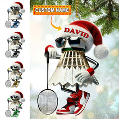 Maxcorners Custom Name Badminton Ornament, Badminton Christmas Gift Decoration3 2D Flat LM2111