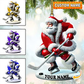 Maxcorners Custom Name Hockey Santa Ornament, Hockey Lover Christmas Gift 2D Flat LM2211