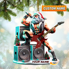 Maxcorners Custom Name Santa Rock Ornament, Music Lover Christmas Gift 2D Flat LM2111