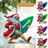 Maxcorners Custom Name Santa Surfing Ornament, Santa Christmas Gift 2D Flat LM2111