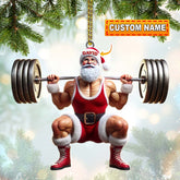 Maxcorners Custom Name Gym Work Out Santa Ornament, Gymnastics Christmas Gift9 2D Flat LM2211