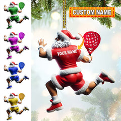 Maxcorners Custom Name Padel Santa Ornament, Christmas Gift for Padel Lover 2D Flat LM2111