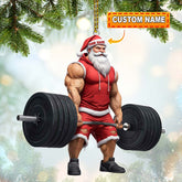 Maxcorners Weightlifting Santa, Home Decor, Christmas Ornament, Personalized Ornaments\ 2D Flat LM2111