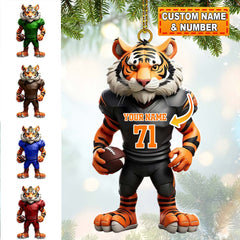 Maxcorners Custom Name Rugby Football Tiger Ornament, Rugby Football Lover Christmas Gift 2D Flat LM2111