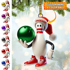 Maxcorners Custom Name Bowling Christmas Ornament, Bowling Lover Christmas Gift 2D Flat LM2111