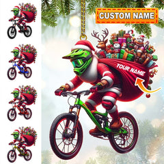 Maxcorners Custom Name Santa Bicycle Ornament, Christmas Gift Decoration 2D Flat LM2111