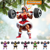 Maxcorners Custom Name Woman Gym Work Out Santa Ornament, Christmas Gift Decor 2D Flat LM2111