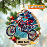 Maxcorners Custom Ornament, Motocross Ornament, Christmas Decor 2D Flat LM2211