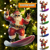 Maxcorners Custom Name Santa Surfing Ornament, Santa Christmas Gift 2D Flat LM2111