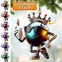 Maxcorners Custom Name Bowling Christmas Ornament, Bowling Lover Christmas Gift4 2D Flat LM2111