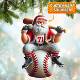 Maxcorners Custom Name Santa Baseball Ornament, Baseball Christmas Gift 2D Flat LM2111