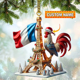 Maxcorners Custom Name France Ornament, Christmas Gift for France Lover 2D Flat LM2111