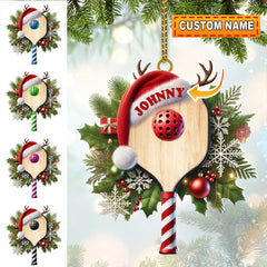 Maxcorners Custom Name Pickle Ball Ornament, Pickle Ball Christmas Gift 2D Flat LM2111