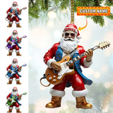 Maxcorners Custom Name Santa Guitar Ornament, Santa Christmas Gift 2D Flat LM2111