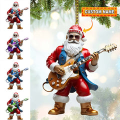 Maxcorners Custom Name Santa Guitar Ornament, Santa Christmas Gift 2D Flat LM2111