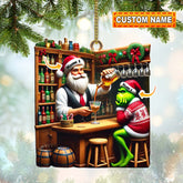 Maxcorners Santa And ELF Bar Christmas Ornament, Personalized Ornament 2D Flat LM2211