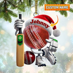 Maxcorners Custom Name Cricket Ball Ornament, Cricket Ball Lover Christmas Gift9 2D Flat LM2211