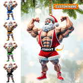 Maxcorners Custom Name Gym Work Out Santa Ornament, Gymnastics Christmas Gift 2D Flat LM2111